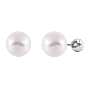 Сережки подвійні кульки з перлами 13-17344 13-17344
