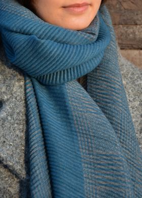 Двусторонний рифленый шарф синий 06-19823 06-19823